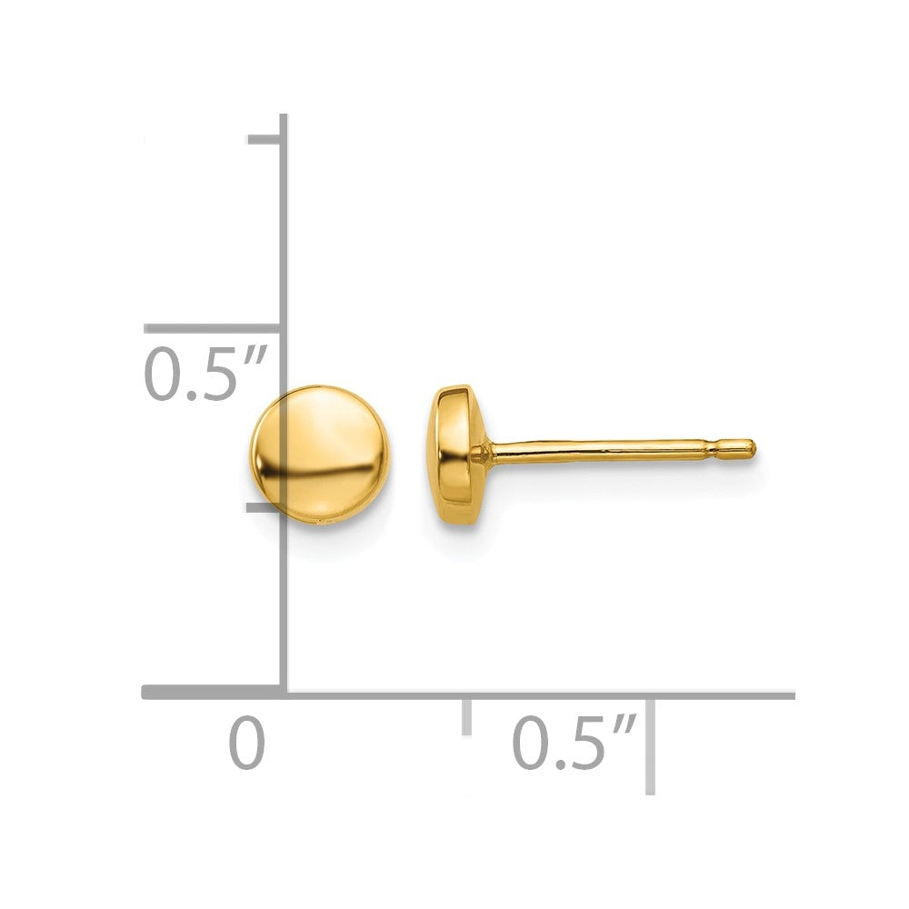 14k 5mm Polished Puffed Round Button Post Earrings