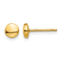 14k 5mm Polished Puffed Round Button Post Earrings