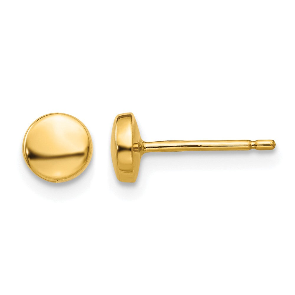 14k 5mm Polished Puffed Round Button Post Earrings