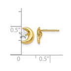 14k and White Rhodium Polished Moon and Star Post Earrings