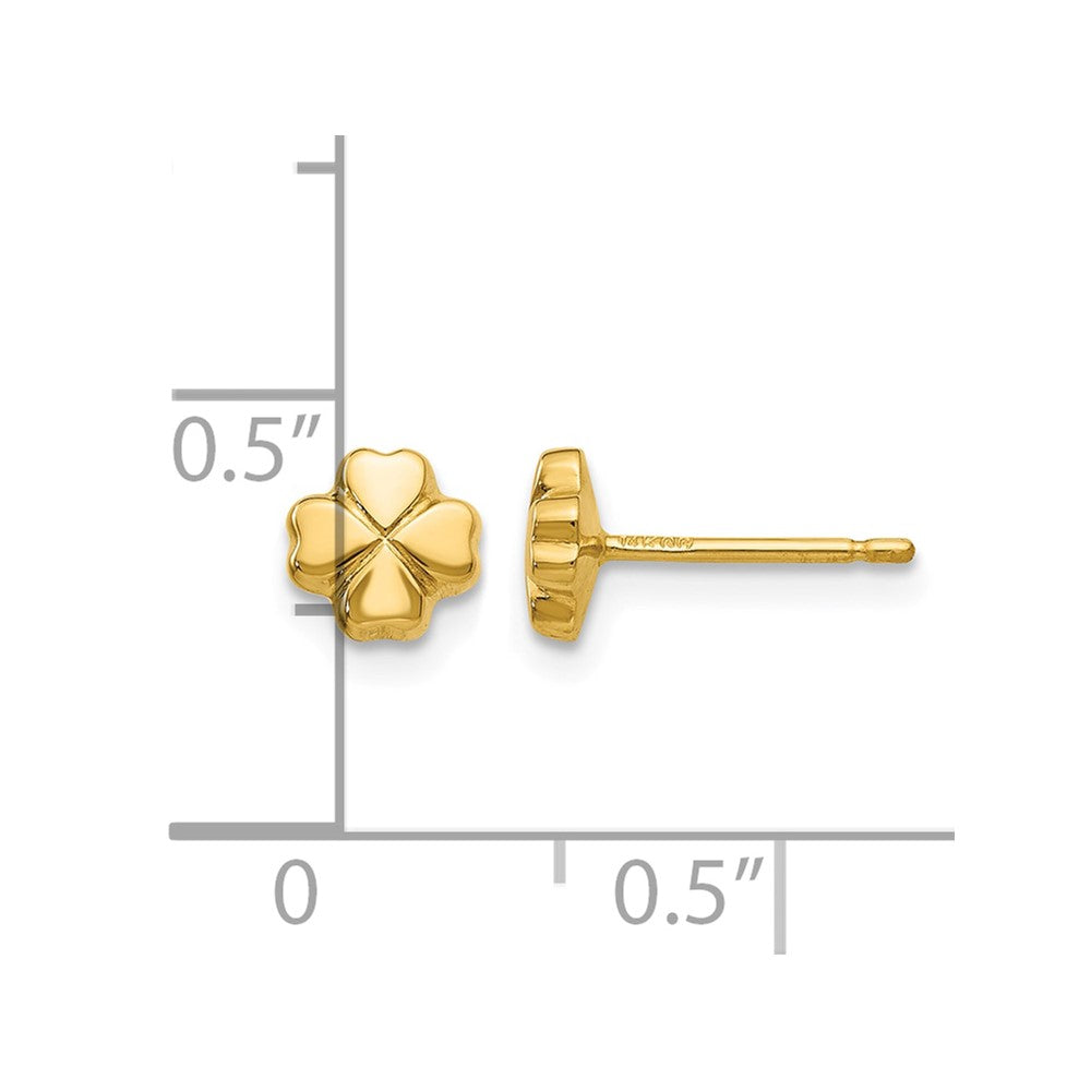 14k Small Polished 4-Leaf Clover Post Earrings
