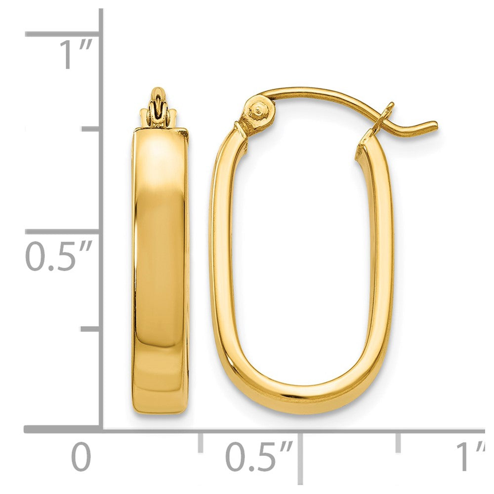 14k 3.5x22mm Polished Oval Tube Hoop Earrings
