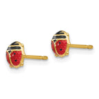 14k Small Red and Black Enameled Ladybug Earrings