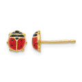 14k Small Red and Black Enameled Ladybug Earrings