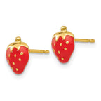 14k Red Enameled Strawberry Post Earrings