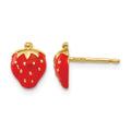 14k Red Enameled Strawberry Post Earrings