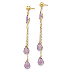 14k Amethyst Chain Post Dangle Earrings