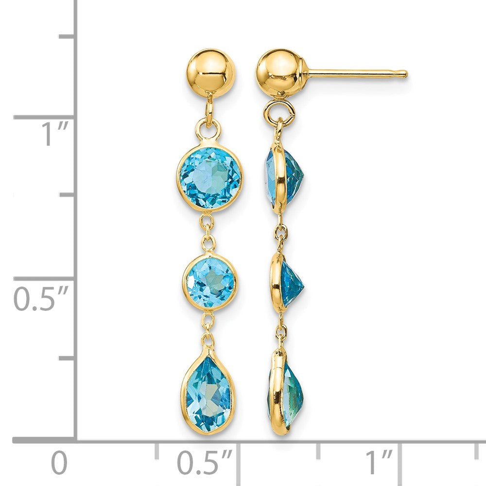 14k Blue Topaz Dangle Post Earrings