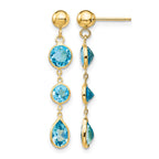 14k Blue Topaz Dangle Post Earrings