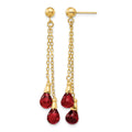 14k 7x5mm Teardrop Garnet Chain Dangle Post Earrings