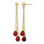 14k 7x5mm Teardrop Garnet Chain Dangle Post Earrings
