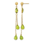 14k Peridot Chain Dangle Post Earrings