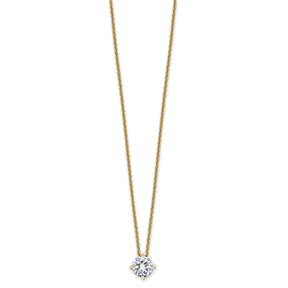 14ky 3/4ct. 6.0mm Round G H I True Light Moissanite Solitaire Necklace