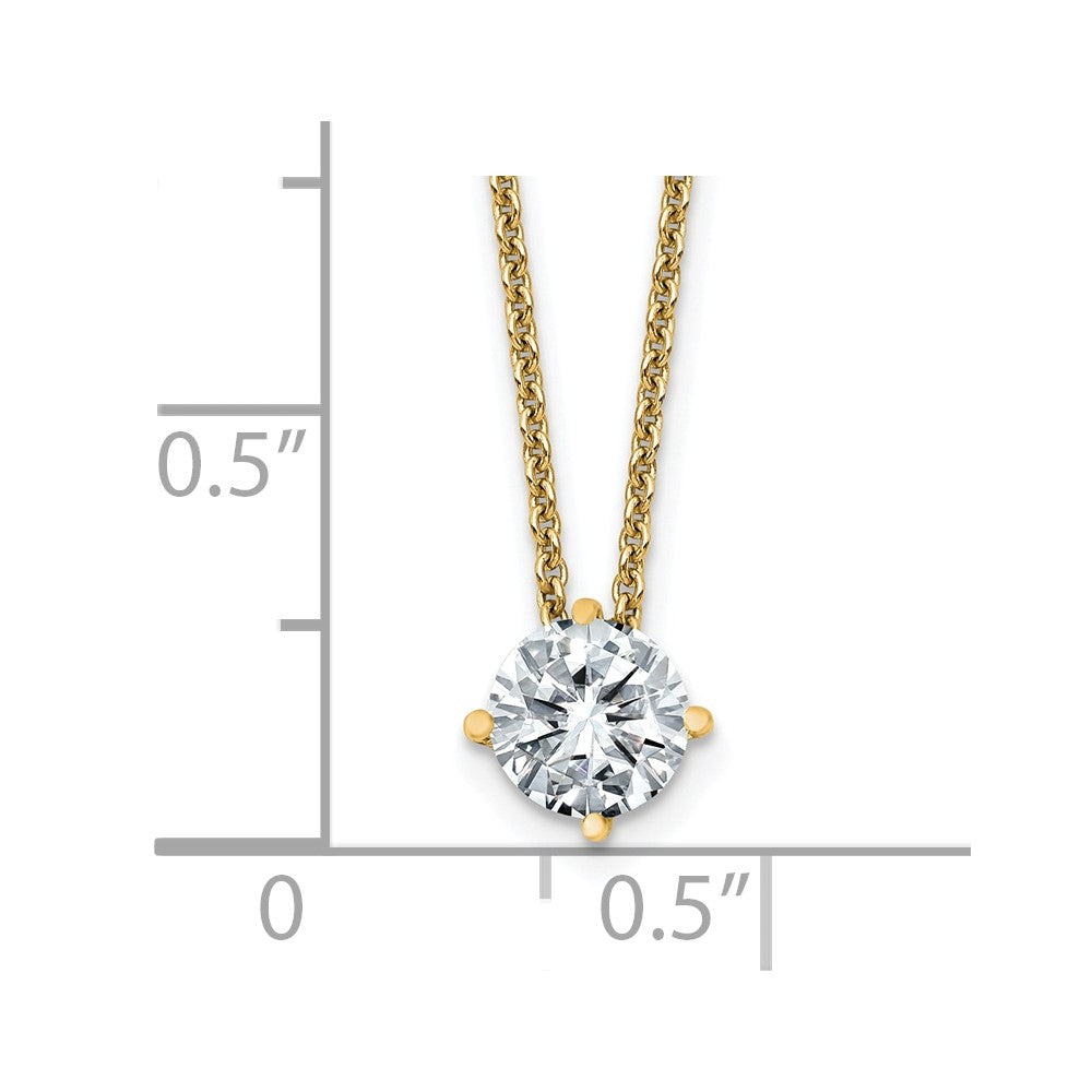 14ky 3/4ct. 6.0mm Round D E F Pure Light Moissanite Solitaire Necklace