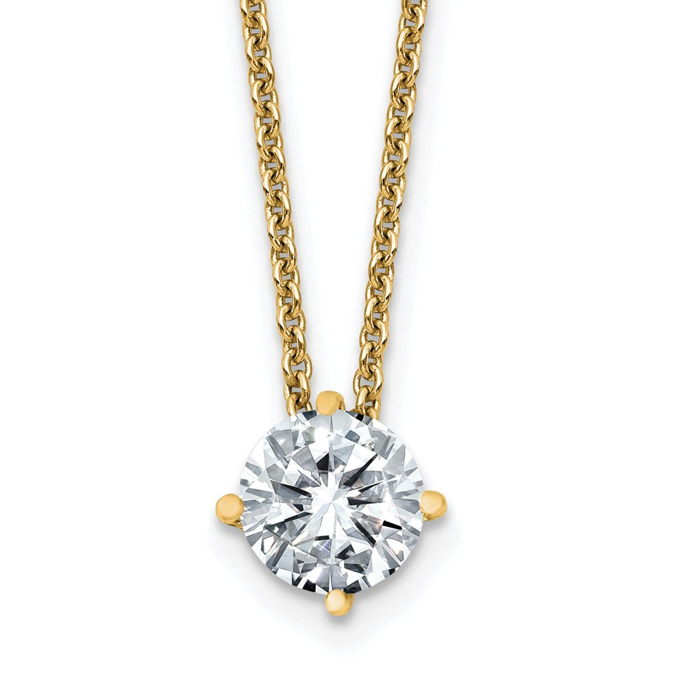 14ky 3/4ct. 6.0mm Round D E F Pure Light Moissanite Solitaire Necklace