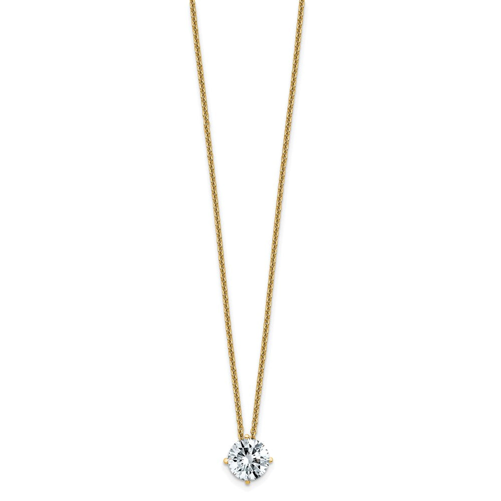 14ky 1ct. 6.5mm Round D E F Pure Light Moissanite Solitaire Necklace