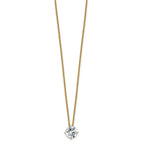 14ky 1ct. 6.5mm Round D E F Pure Light Moissanite Solitaire Necklace