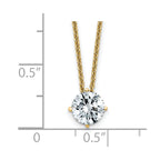 14ky 1ct. 6.5mm Round D E F Pure Light Moissanite Solitaire Necklace