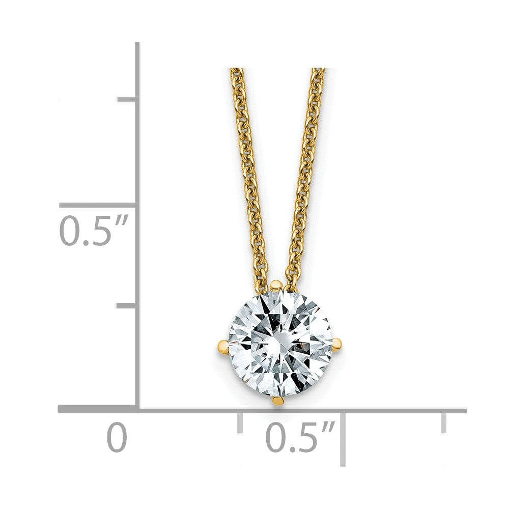 14ky 1ct. 6.5mm Round G H I True Light Moissanite Solitaire Necklace