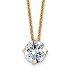 14ky 1.50ct. 7.5mm Round D E F Pure Light Moissanite Solitaire Necklace