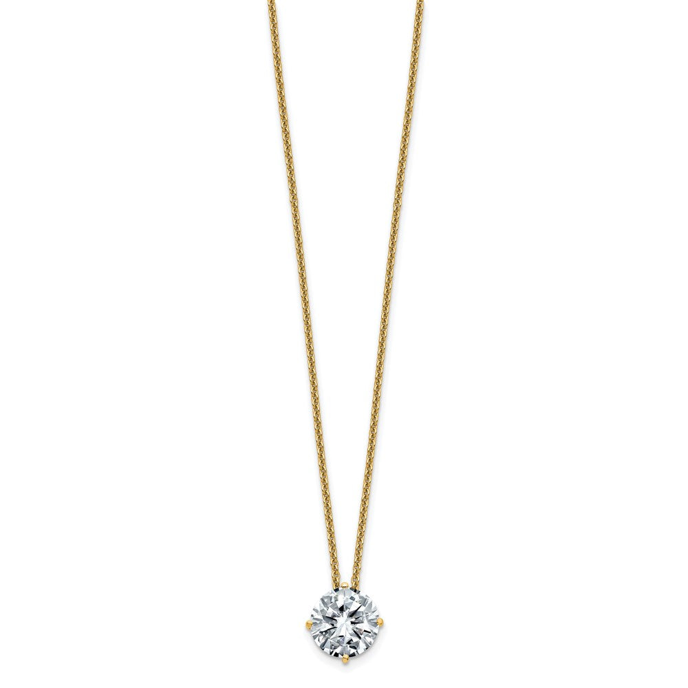 14ky 2ct. 8.0mm Round G H I True Light Moissanite Solitaire Necklace