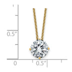 14ky 2ct. 8.0mm Round G H I True Light Moissanite Solitaire Necklace