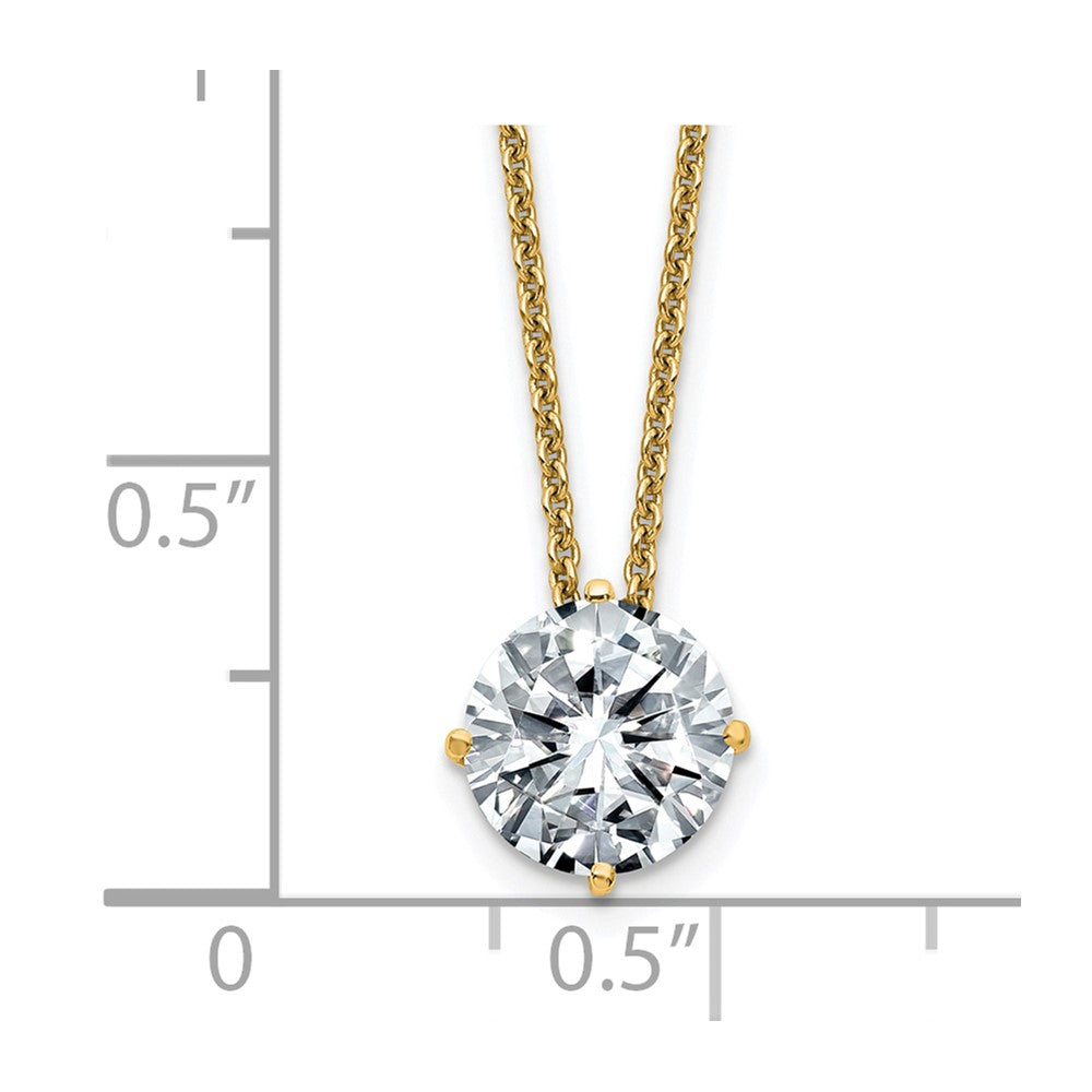 14ky 2ct. 8.0mm Round G H I True Light Moissanite Solitaire Necklace