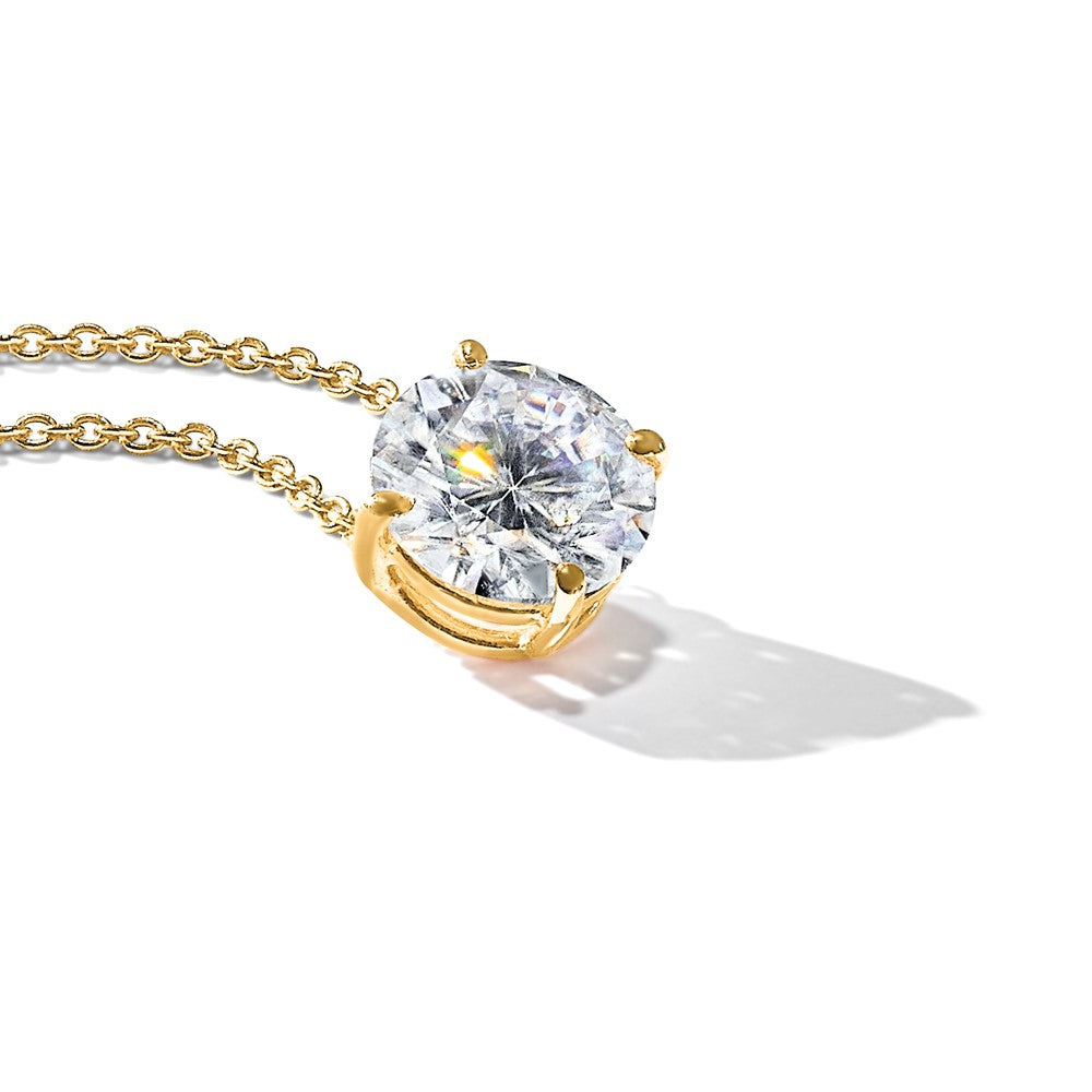14ky 2ct. 8.0mm Round G H I True Light Moissanite Solitaire Necklace