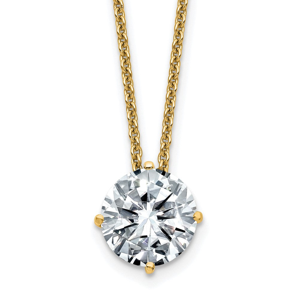14ky 2ct. 8.0mm Round G H I True Light Moissanite Solitaire Necklace