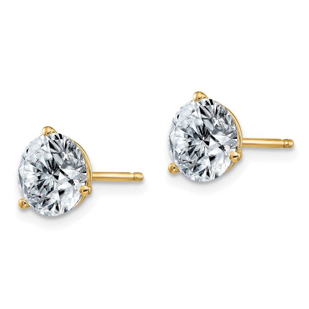 14ky 2.50ct. 7.0mm Round D E F Pure Light Moissanite Earrings