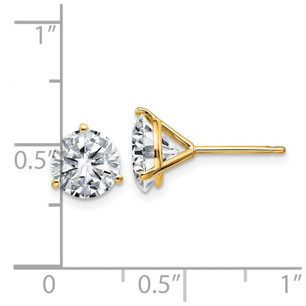 14ky 2.50ct. 7.0mm Round D E F Pure Light Moissanite Earrings