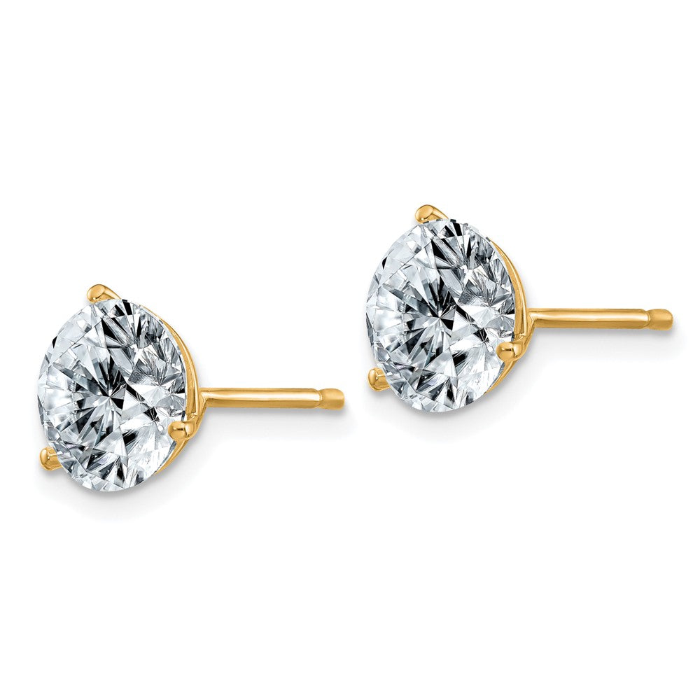 14ky 3ct. 7.5mm Round G H I True Light Moissanite Earrings
