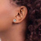 14ky 3ct. 7.5mm Round D E F Pure Light Moissanite Earrings