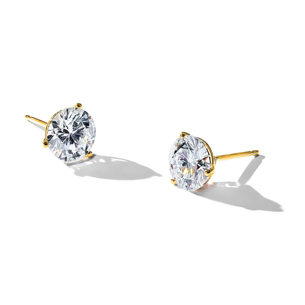14ky 3ct. 7.5mm Round D E F Pure Light Moissanite Earrings