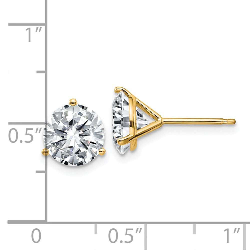 14ky 4ct. 8.0mm Round D E F Pure Light Moissanite Earrings