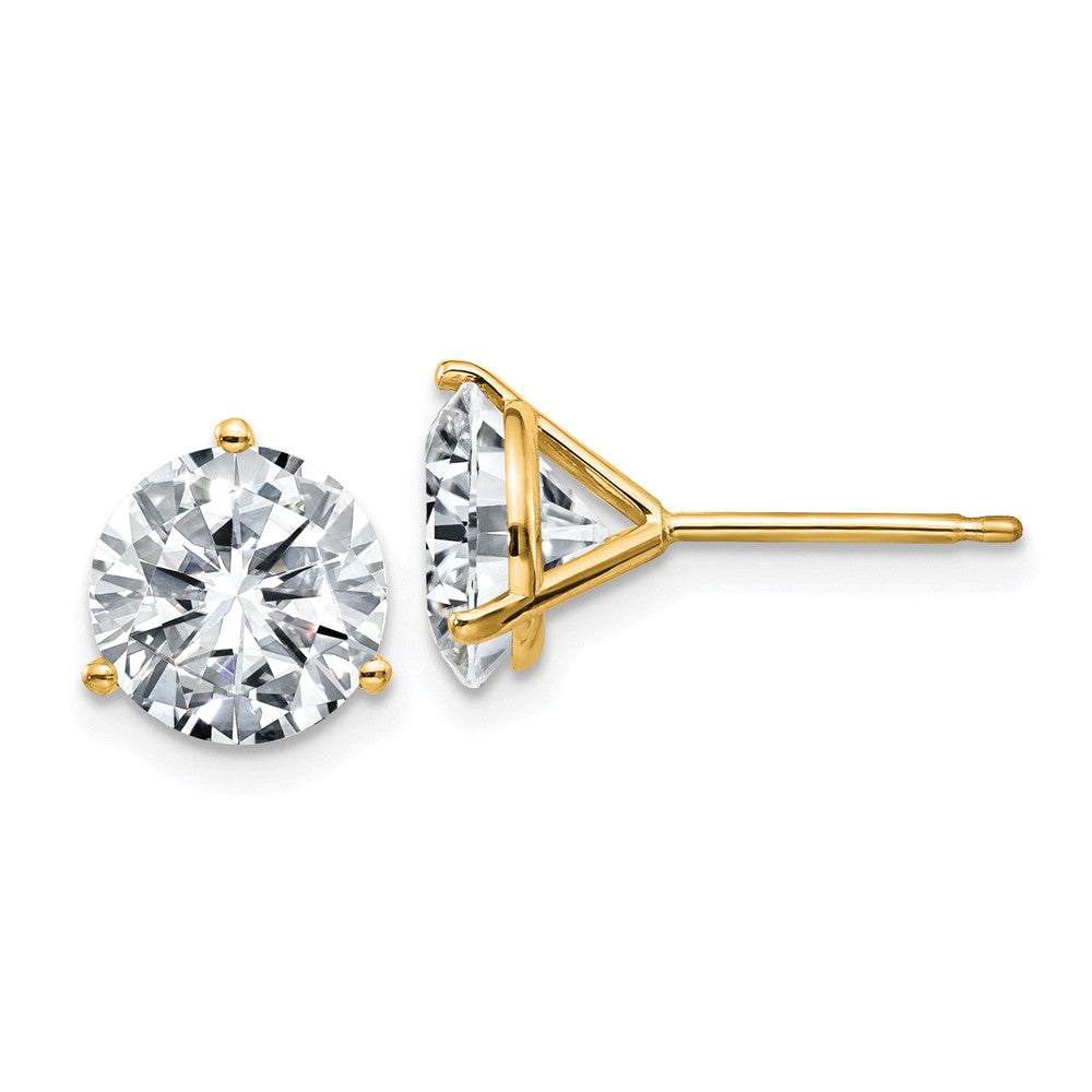 14ky 4ct. 8.0mm Round D E F Pure Light Moissanite Earrings