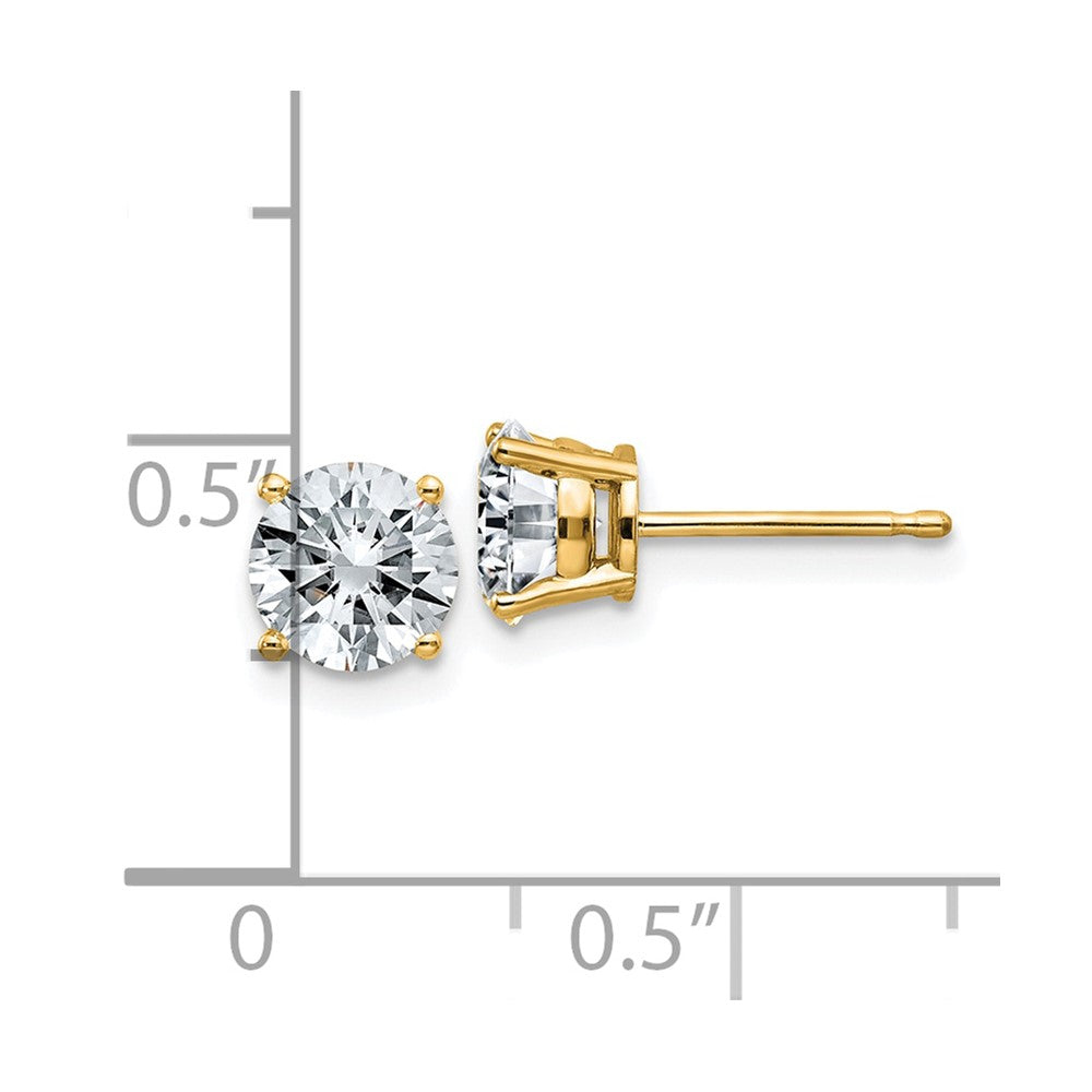 14ky 1.75ct. 6.0mm Round D E F Pure Light Moissanite Earrings