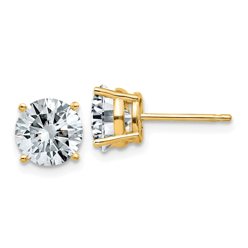 14ky 2.5ct. 7.0mm Round D E F Pure Light Moissanite Earrings