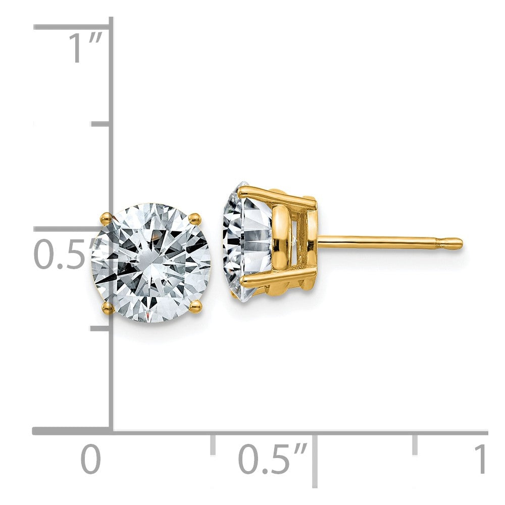 14ky 3ct. 7.5mm Round D E F Pure Light Moissanite Earrings