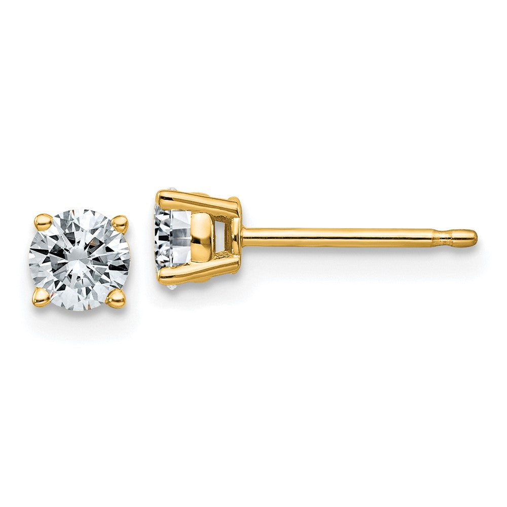 14ky 1/2ct. 4.0mm Round D E F Pure Light Moissanite Earrings