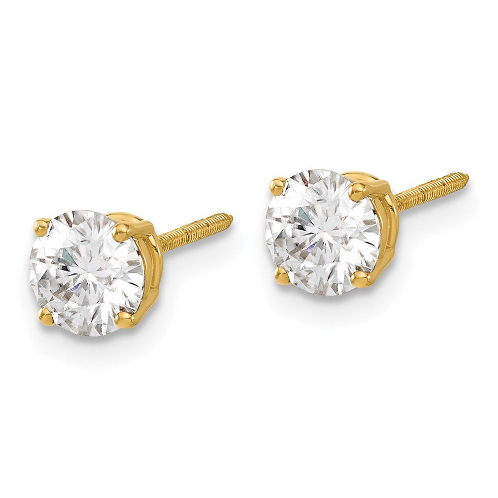 14ky 1.25ct. 5.5mm Round G H I True Light Moissanite Screwback Earrings