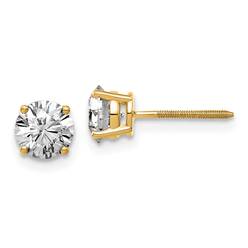 14ky 1.25ct. 5.5mm Round G H I True Light Moissanite Screwback Earrings