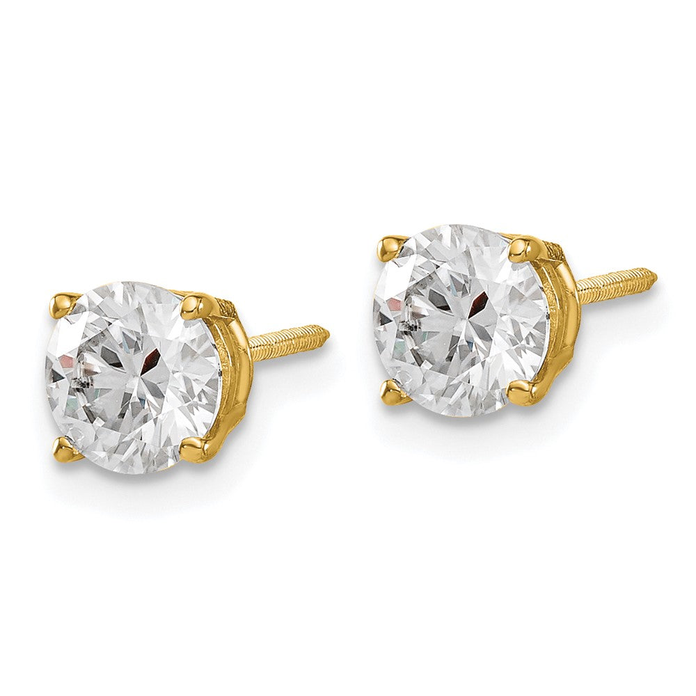 14ky 1.75ct. 6.0mm Round G H I True Light Moissanite Screwback Earrings