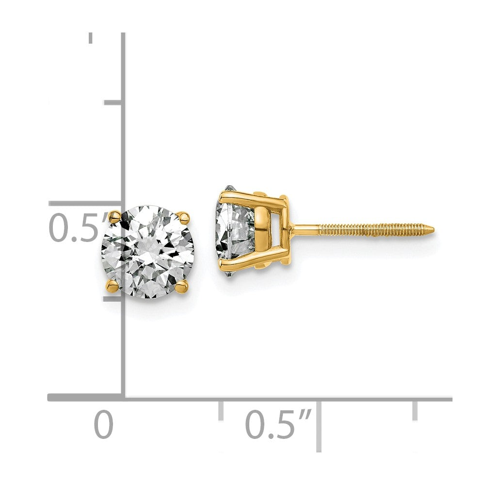 14ky 1.75ct. 6.0mm Round G H I True Light Moissanite Screwback Earrings