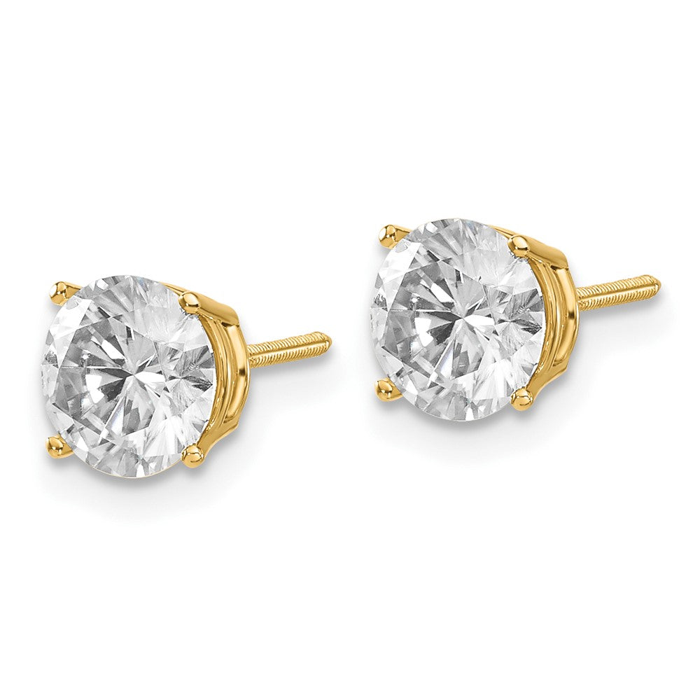 14ky 2ct. 6.5mm Round G H I True Light Moissanite Screwback Earrings