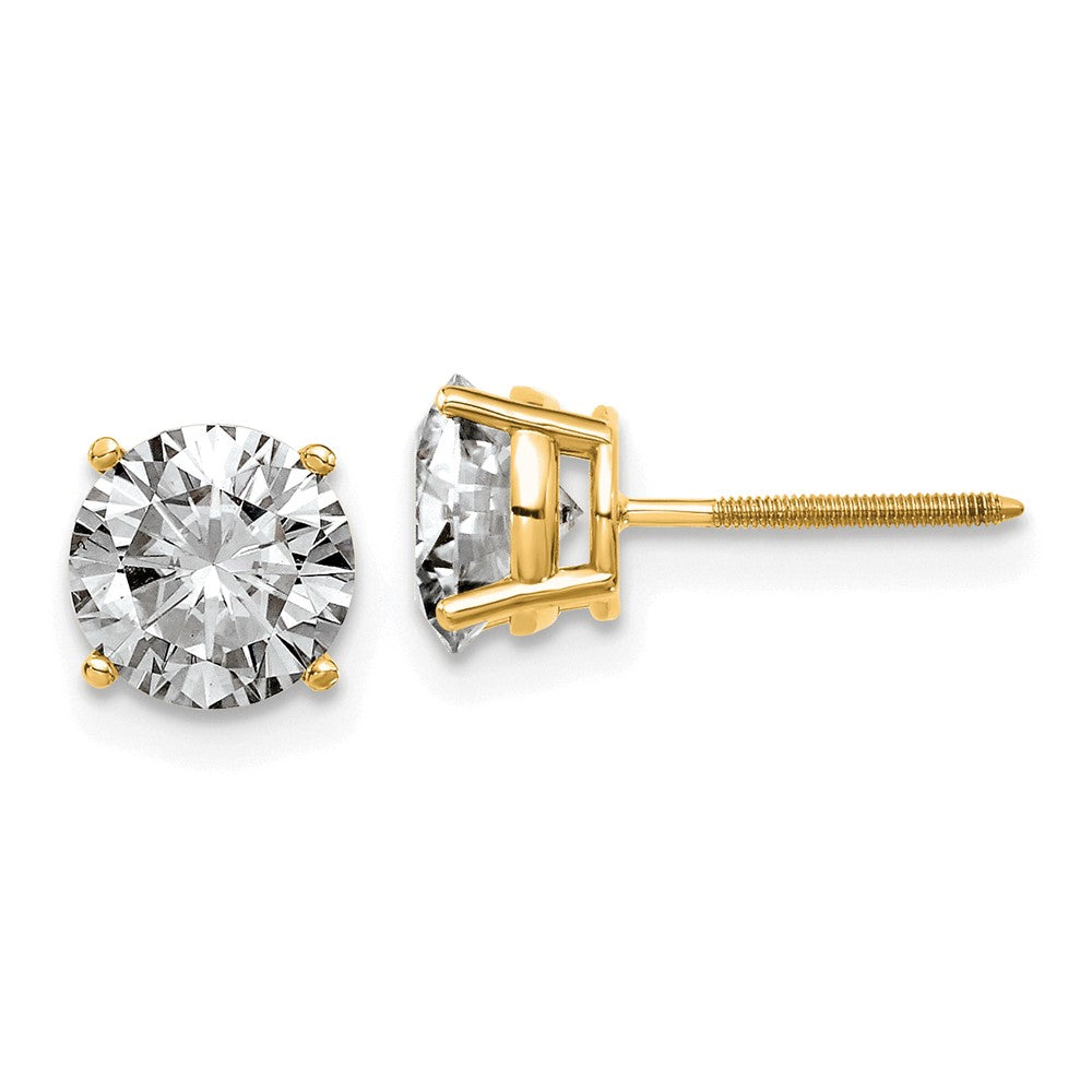14ky 2ct. 6.5mm Round G H I True Light Moissanite Screwback Earrings
