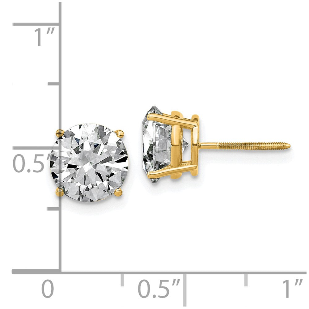 14ky 4ct. 8.0mm Round G H I True Light Moissanite Screwback Earrings