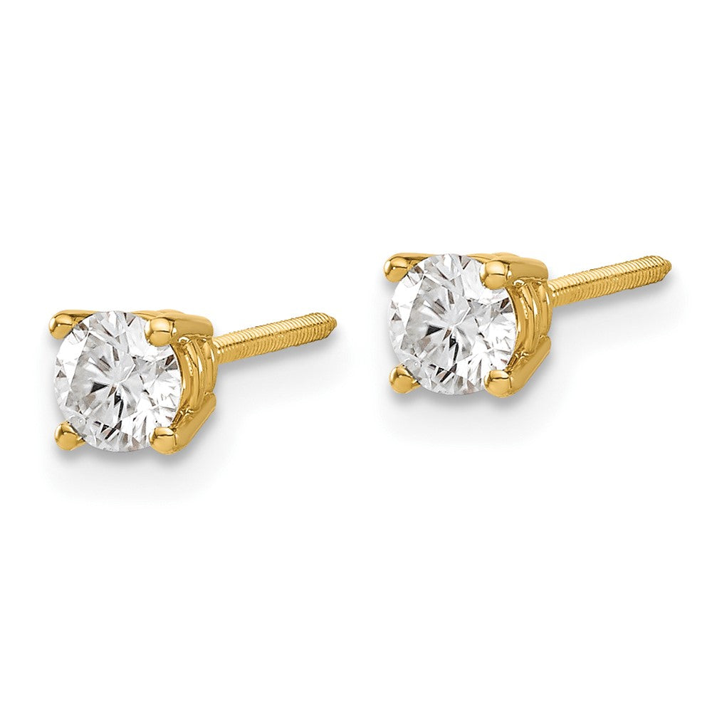 14ky 1/2ct. 4.0mm Round G H I True Light Moissanite Screwback Earrings