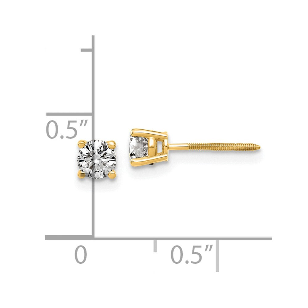 14ky 1/2ct. 4.0mm Round G H I True Light Moissanite Screwback Earrings