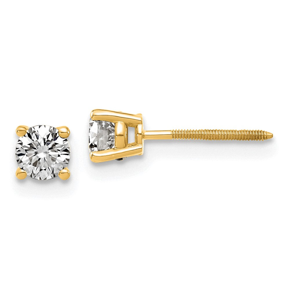 14ky 1/2ct. 4.0mm Round G H I True Light Moissanite Screwback Earrings